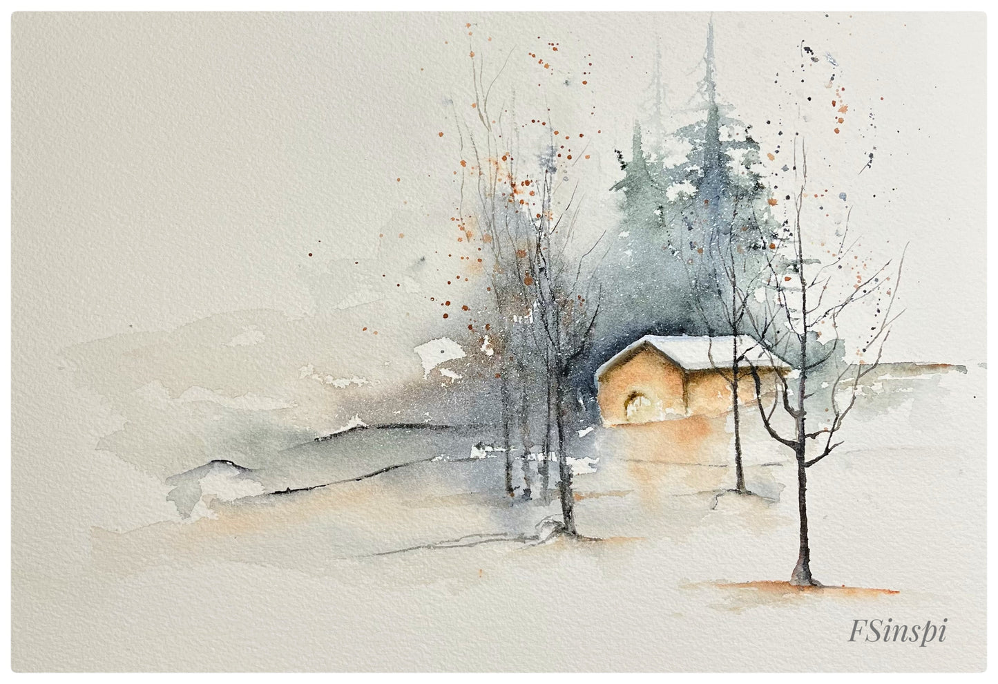 Grange perdue dans l'hiver